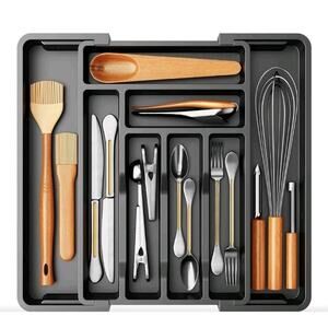 Pipishell Silverware Organizer for Kitchen Drawers Expandable Utensil Tray